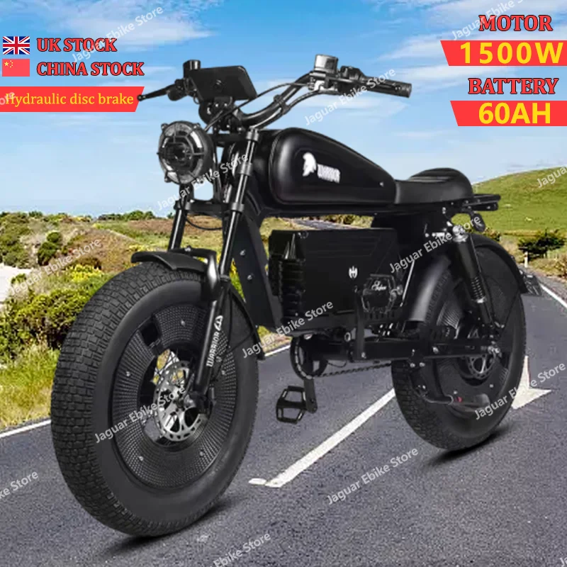 Черный воин 1500 Вт Мотор 48 в 60 ач электровелосипед для взрослых дорожный