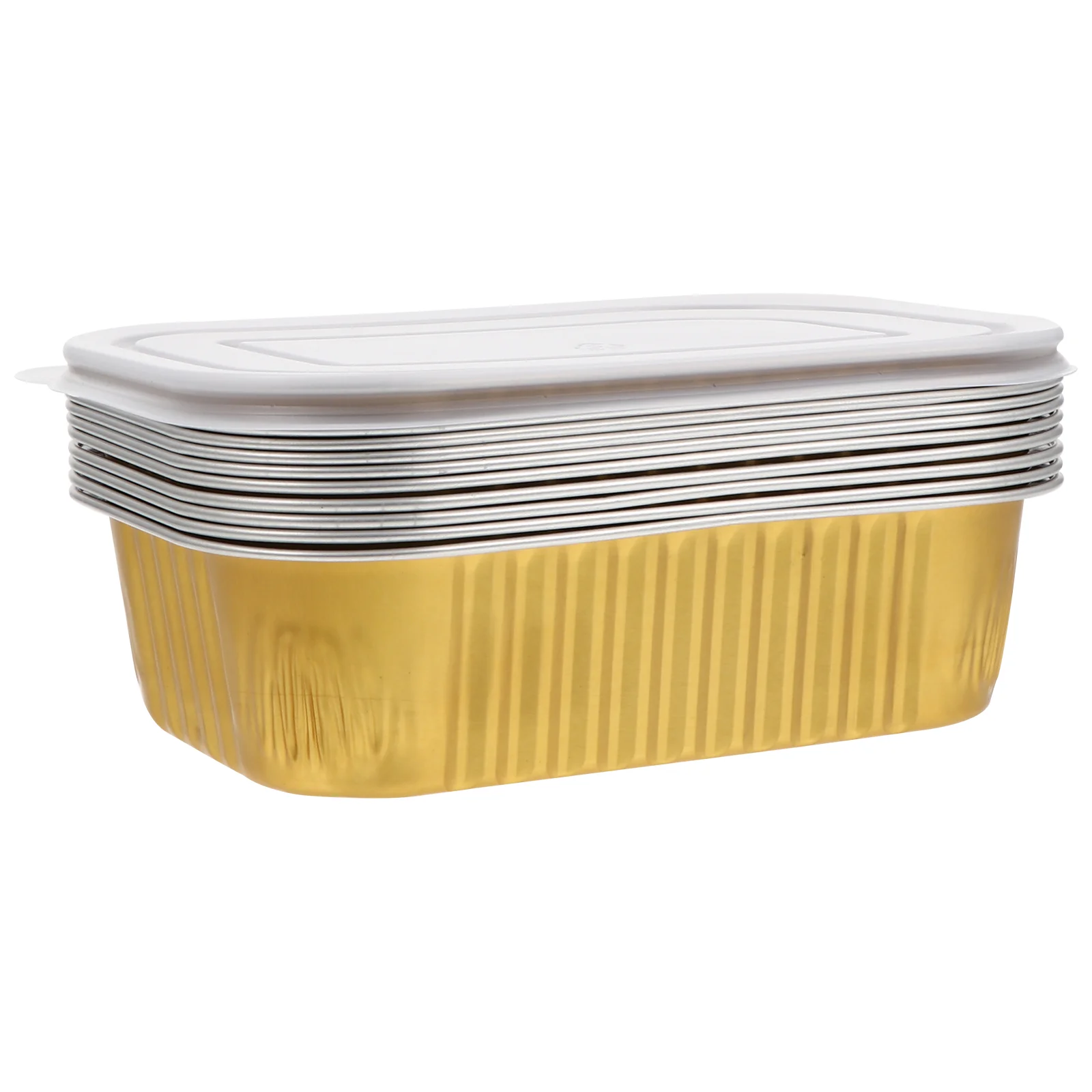 

10Pcs Disposable Foil Pans Tin Foil Barbecue Boxes Container with Lids (Golden)