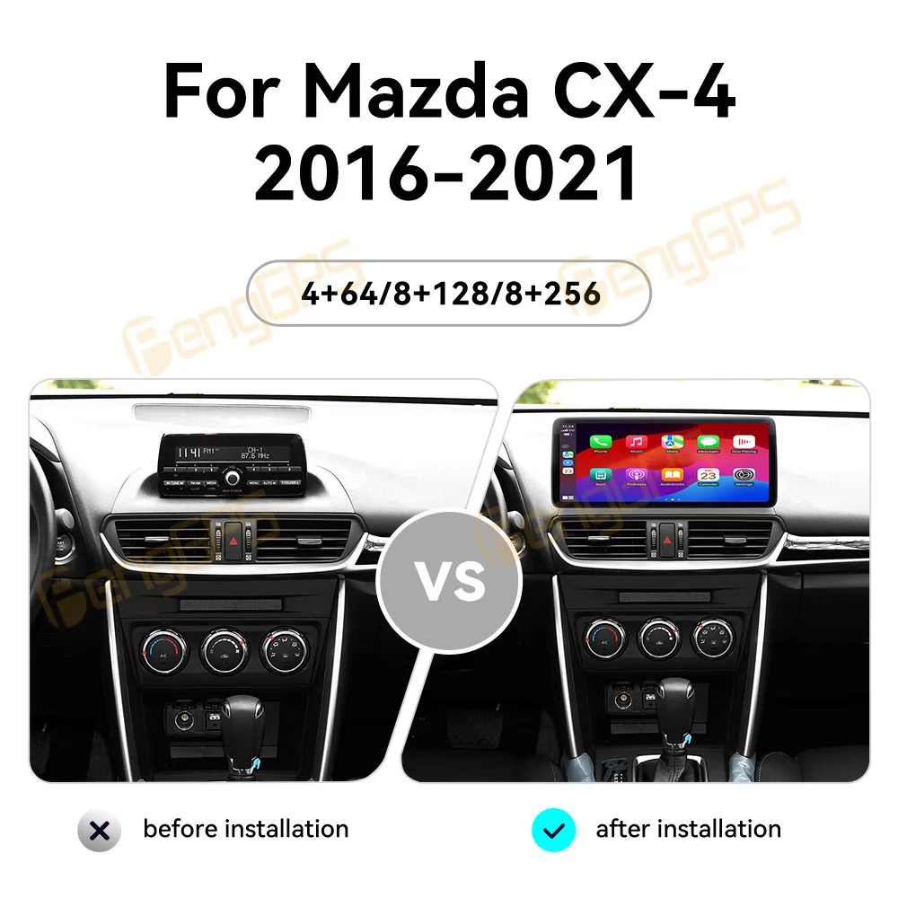 Фото Автомобильный радиоприемник с ультратонким экраном Android 13 для Mazda CX-4 2016-2021, средний мультимедийный DVD-плеер, стерео-видео Carplay GPS Navi Host №2