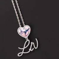 personalized letter heart photo necklace custom name necklace nameplate pendant diy zircon photo frame jewelry for women gifts