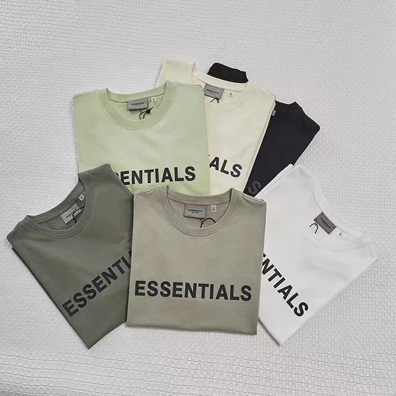 

23ss ESSENTIALS T-shirts 3D Letter Logo Print Simple Fashion Men Women Couples All-match Essentials T Shirt