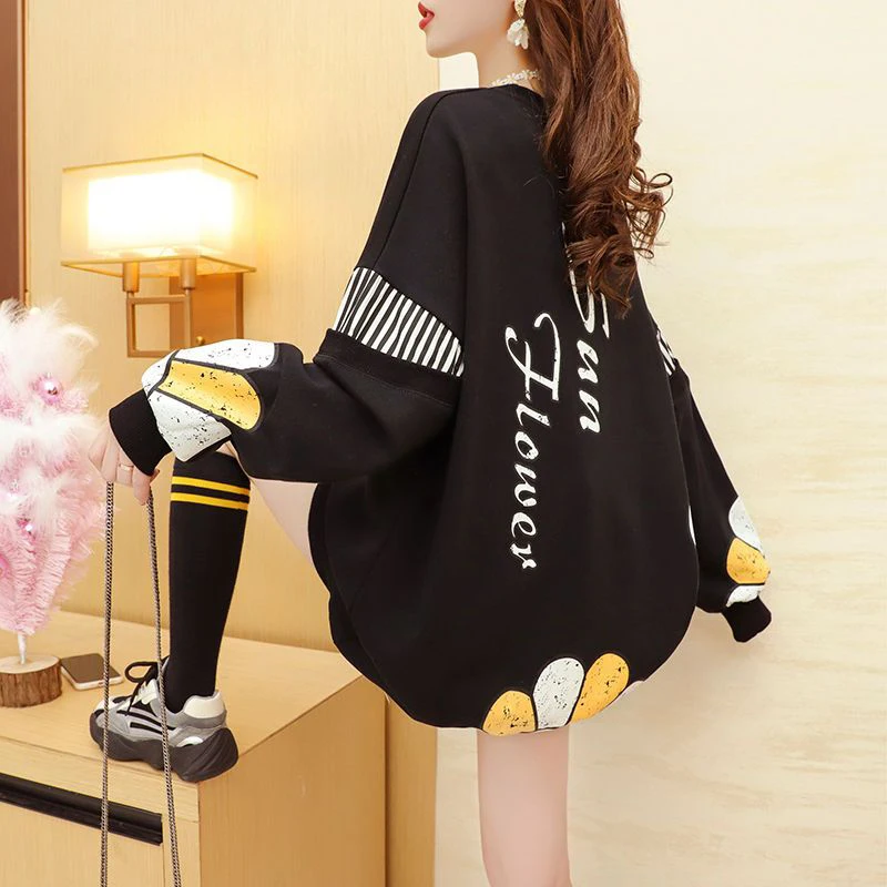 2022 Autumn Winter Streetwear Kawaii Cartoon Print Loose Casual Sweatshirt Ladies Harajuku Y2K Pullover Top Women Trend Jumpers