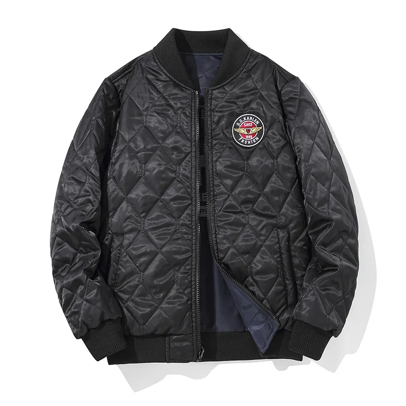 Reversible Clothes Oversized Embroidered Bomber Jacket Men Autumn Winter Warm Jacket Korean Fashion Casual Baseball Uniform