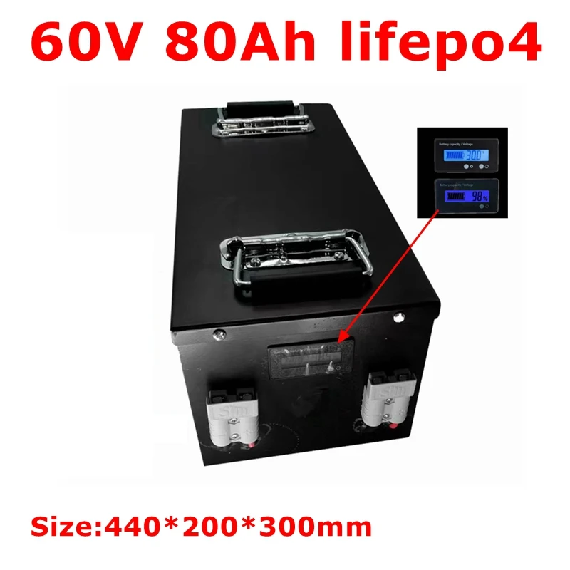 

MLG waterproof 60V 80AH lifepo4 lithium bateria with 100A BMS for 6000W 3000W scooter bike Tricycle caravan AGV + 10A charger