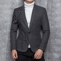 high quality mens embroidered fleece casual suit spring korean style self cultivation youth small suit jacket male blazer men