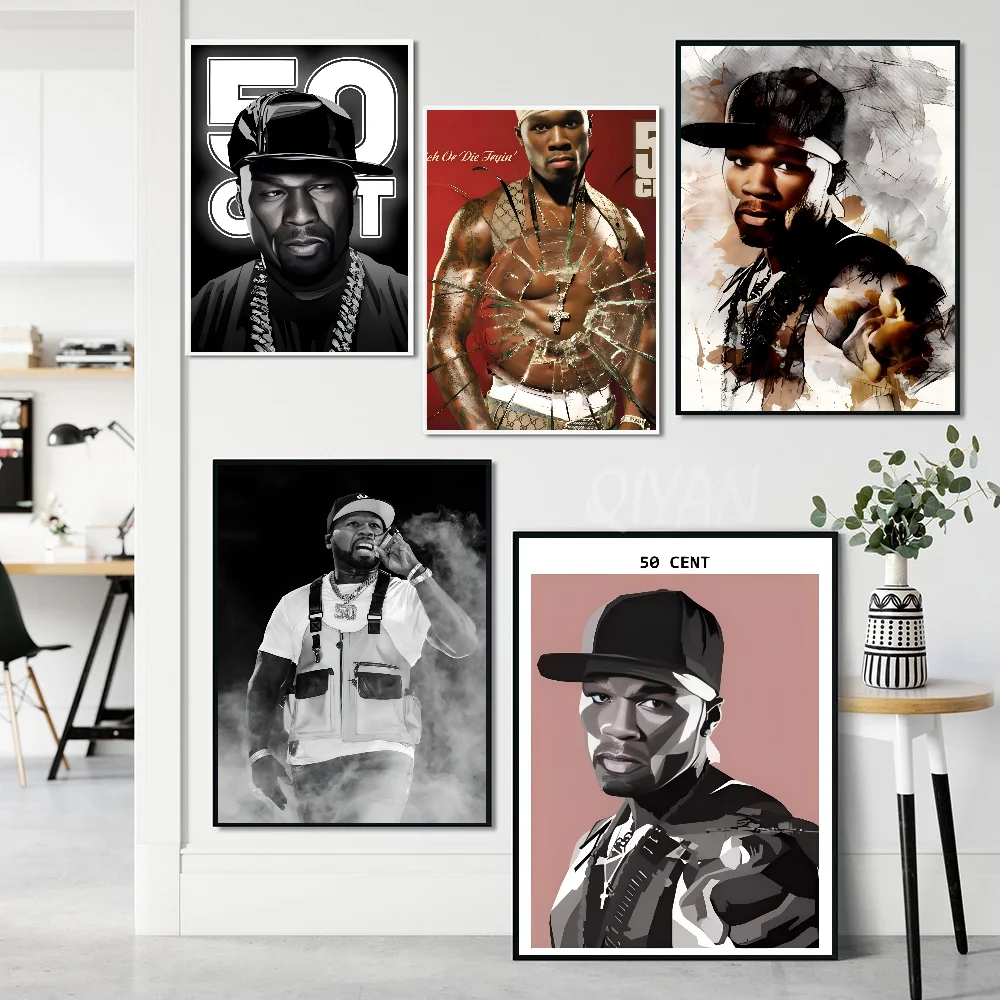 50 Cent American Hit Pop Hip Hop Rapper Music Poster Paper Print Home Living Room Bedroom Entrance Bar Cafe Art Painting Decorat