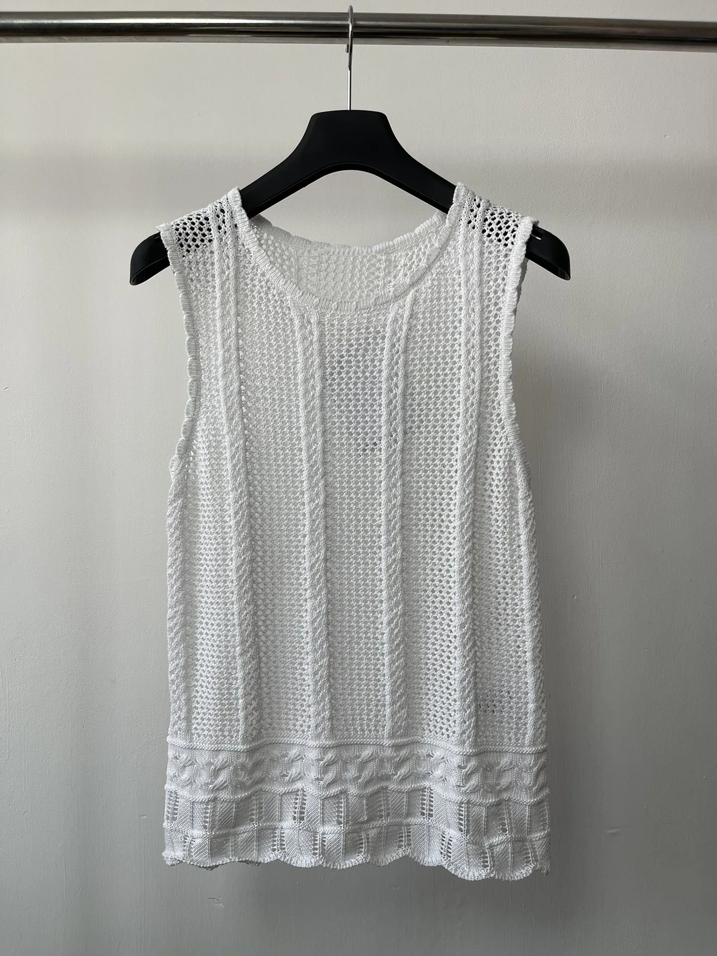 

Round neck knitted hollow undershirt casual fashion 2023 summer new