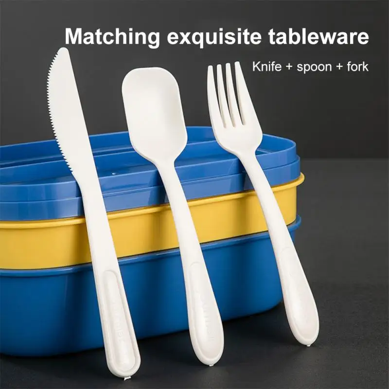 

Three Layer Food Container Students Fruit Sauce Divided Lunch Box Microwave Heating Bento Box With Tableware For Students Worker