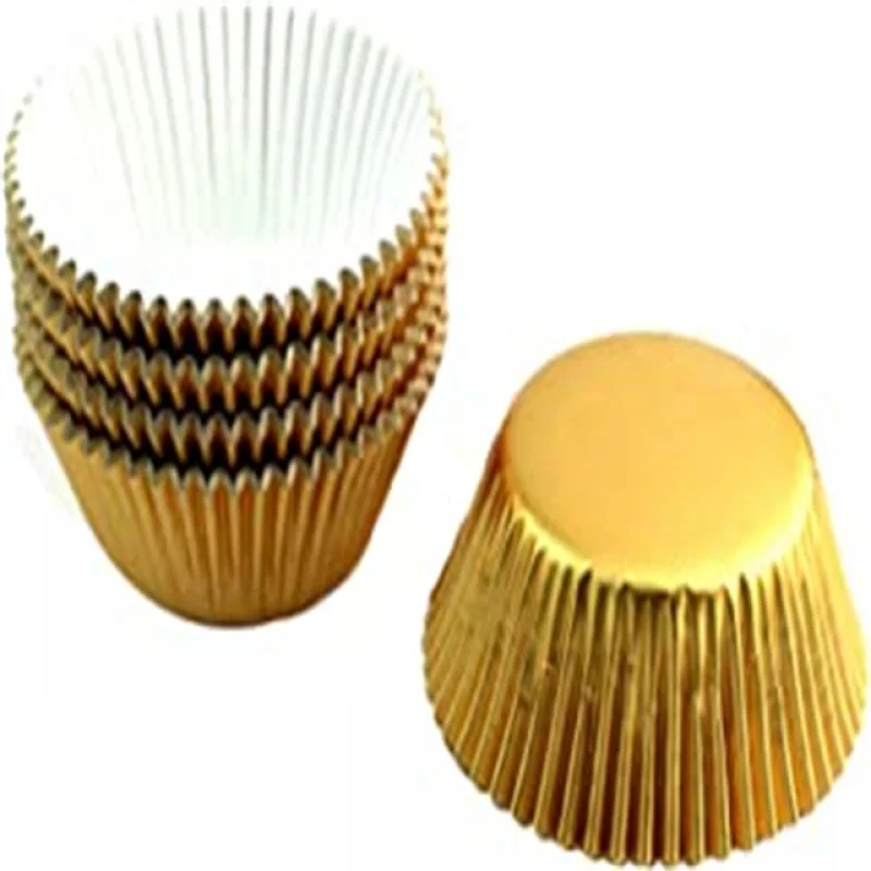 Стаканчики для кексов из золотой фольги с металлическим блеском размеры 50 мм x 30