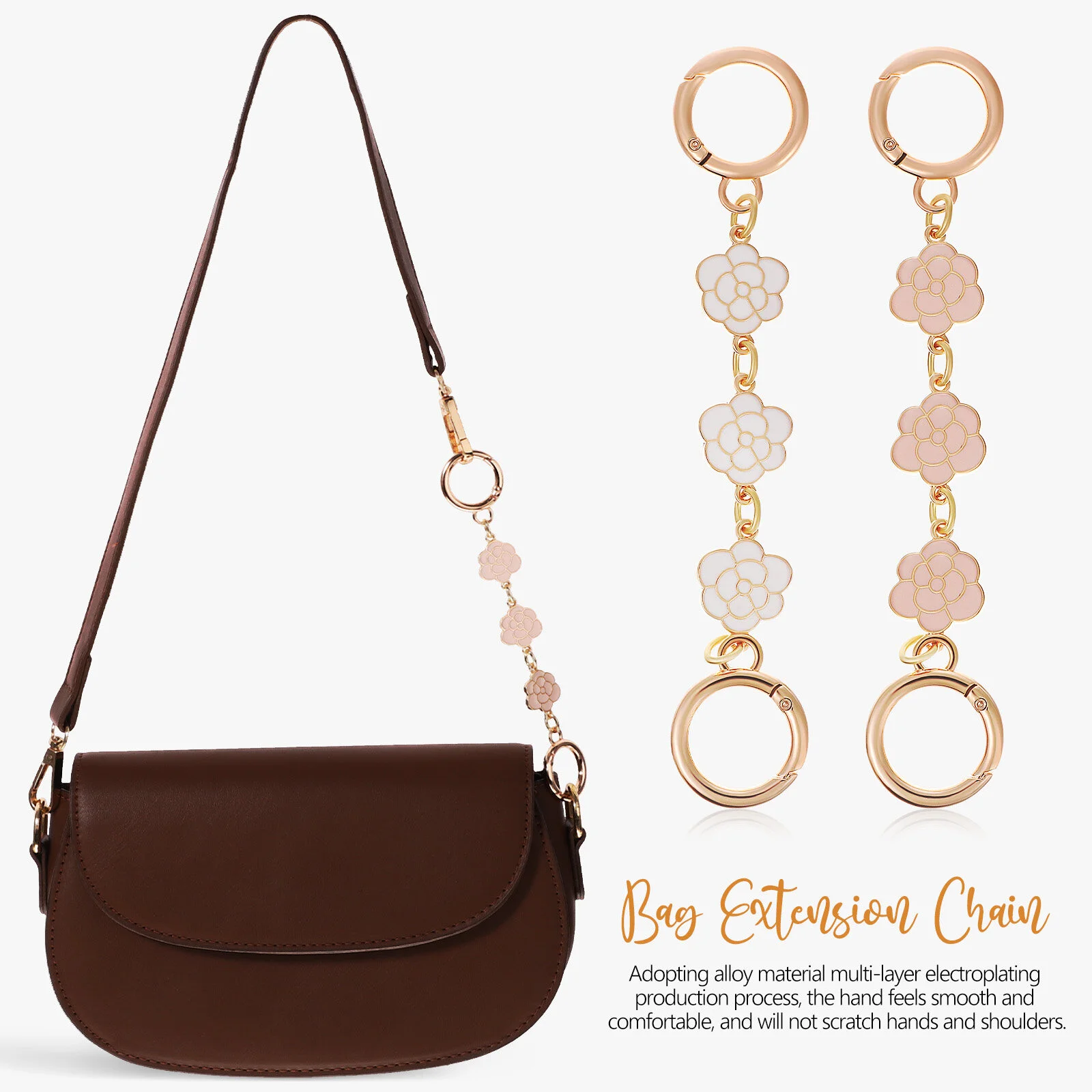 2Pcs Bag Chain Straps Flower Shape DIY Flat Chain Strap Handle Bag Accessories Replacement