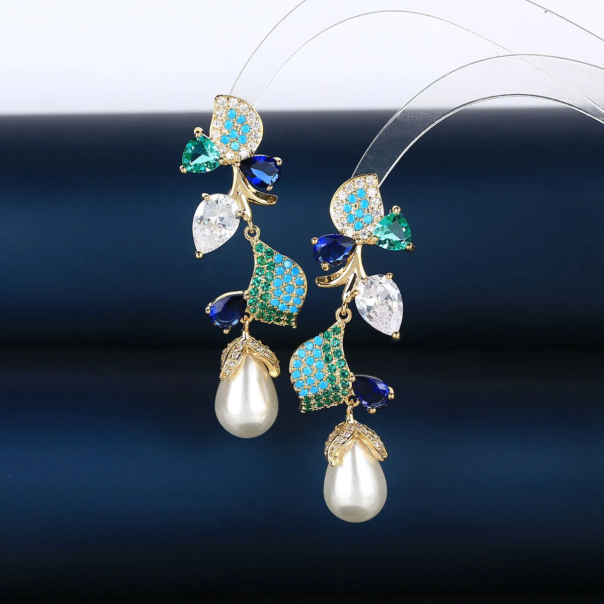 

Модные элегантные серьги в форме капли воды, инкрустированные цирконом, с жемчугом