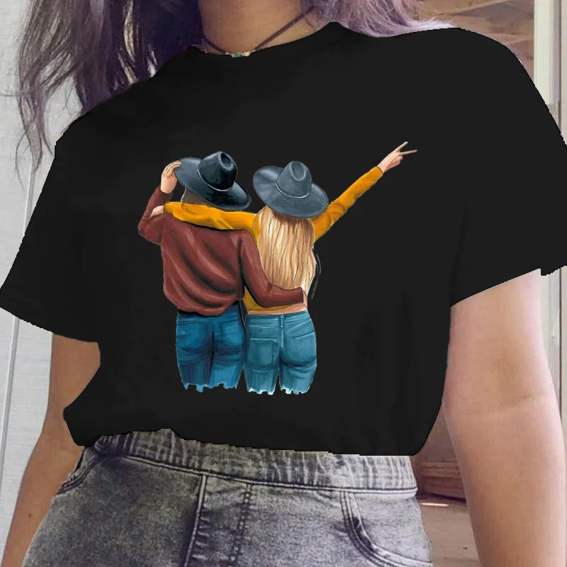 

Summer Women T shirt O-neck Funny sister Print Tops Short Sleeve Lady Clothes Tees Fashion Female Tshirt Graphic T-Shirt 2022