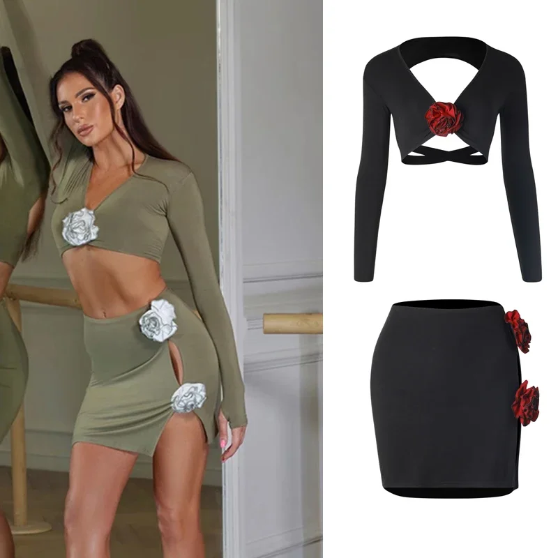 Женская юбка с V-образным вырезом и цветами