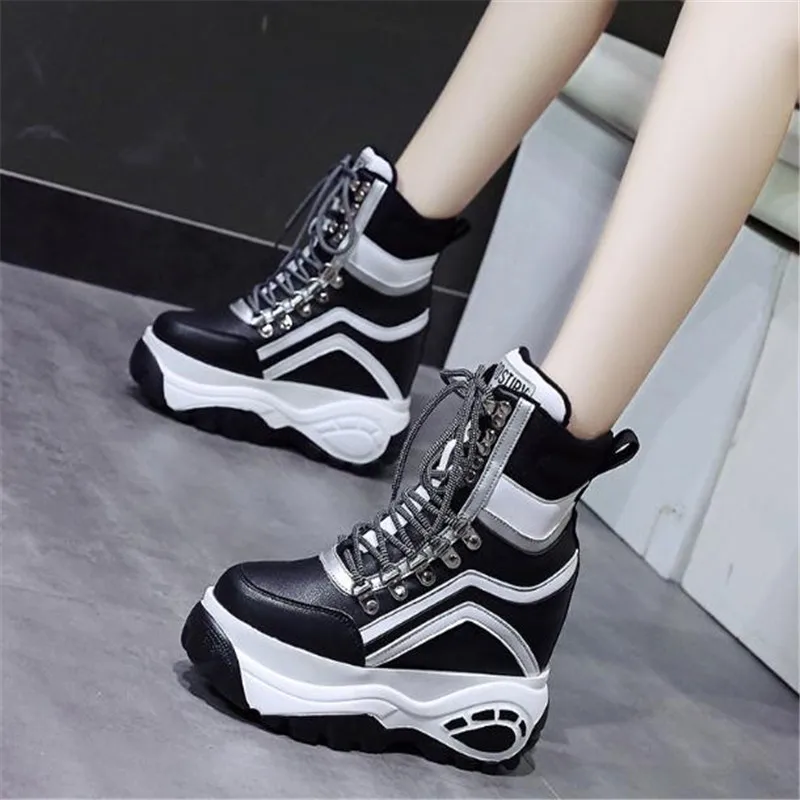 

Женские Дизайнерские кроссовки 2023, обувь на высокой платформе, увеличивающая рост 11 см, женская зимняя теплая обувь для женщин