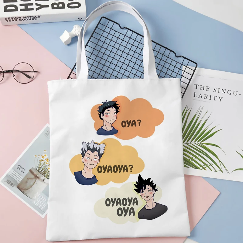 

Haikyuu сумка для покупок Shopper Tote Bolso хлопчатобумажная сумка Cabas Boodschappentas тканевая сумка тканевая Студенческая сумка