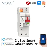 smart zigbee circuit breaker iot air switch overload short circuit surge protection smart lifetuya alexa google hub required