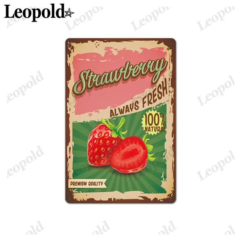 Ретро ностальгическая металлическая табличка серии фрукты и орехи плакат