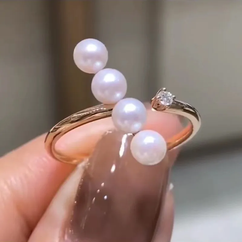 

3Pieces/Lot(Not including pearls)4-5mm mini Pearl Rings Settings Women Handamde DIY Components