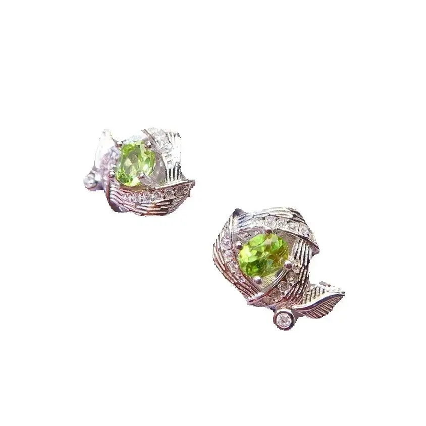 SHILOVEM серьги-гвоздики из стерлингового серебра 925 пробы с натуральным перидотом