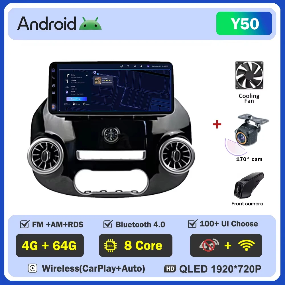 

Android 12,3-дюймовый для Mercedes Vito W447 2014-2022 Автомобильный радиоприемник Мультимедийный видеоплеер GPS-радио 5G CarPlay Навигация WIFI GPS BT