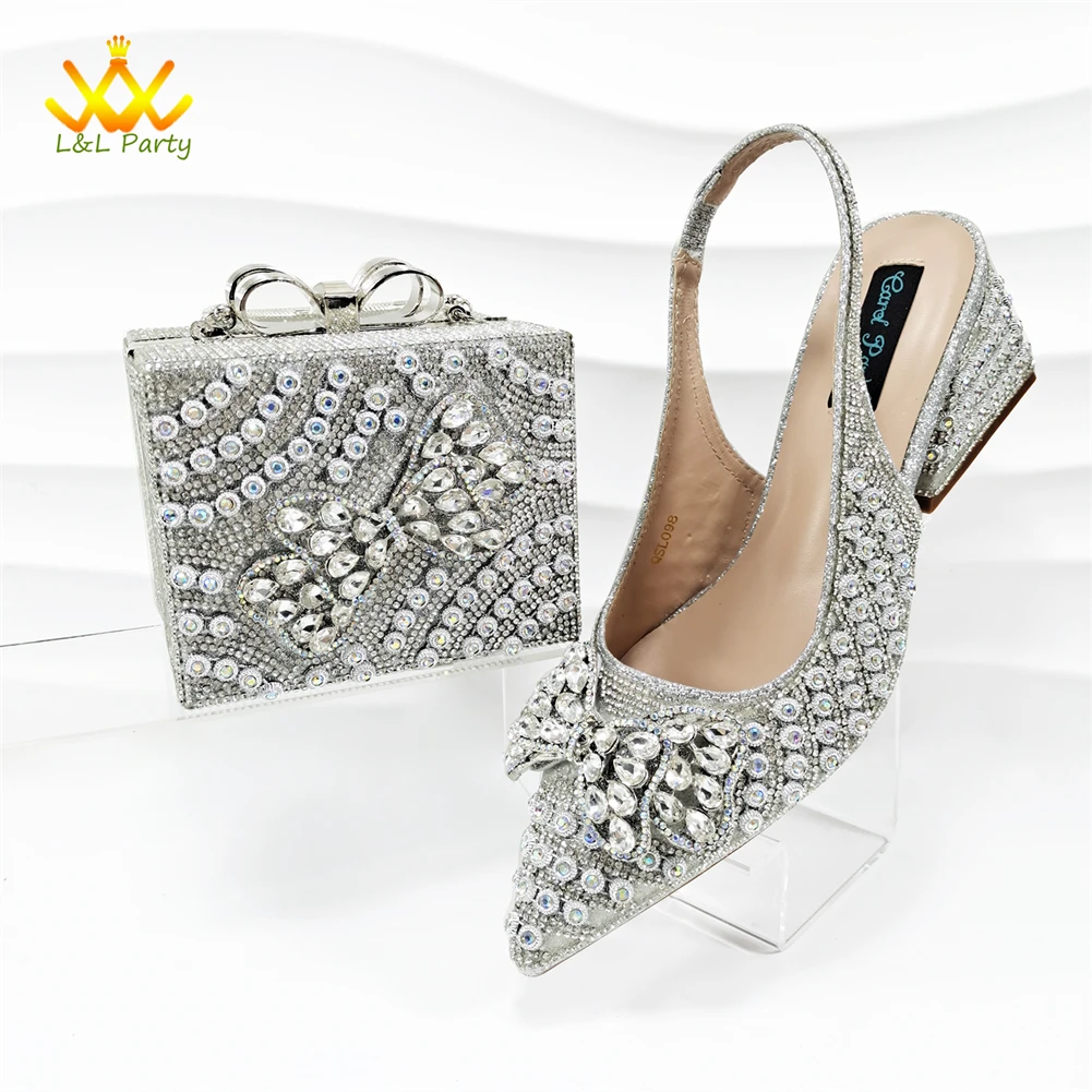 Лидер продаж 2025 комплект женской обуви и сумки в африканском стиле золотого