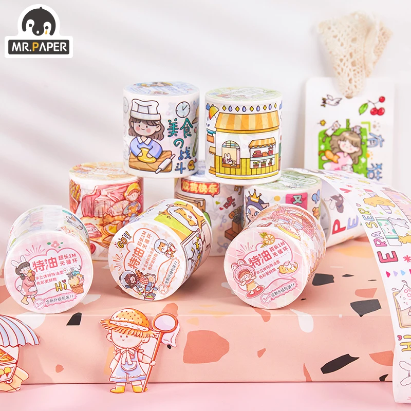 

Mr.paper 8 стилей s 300 см/рулон, милый женский стиль, яркие материалы для декорирования вручную, кавайная мультяшная Васи-лента