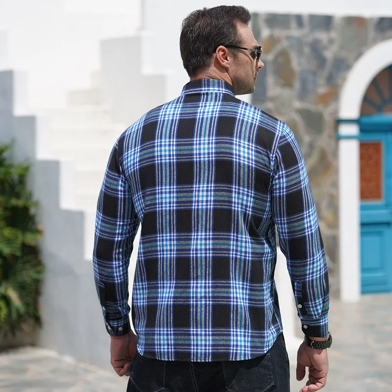 Plus Size Plaid Men Shirt Formal Checked Shirt Autumn Long Sleeve Blouses Large Size Oversize Tops Overhemd Korte Mouwen Heren