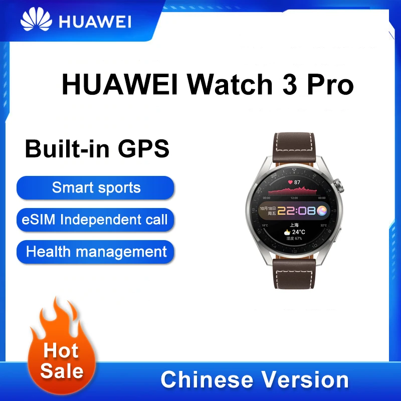 

New Original HUAWEI WATCH 3 Pro 48mm SmartWatch eSIM Independent Call Heart Rate Tracker Smart Watch GPS Health Monitoring Watch