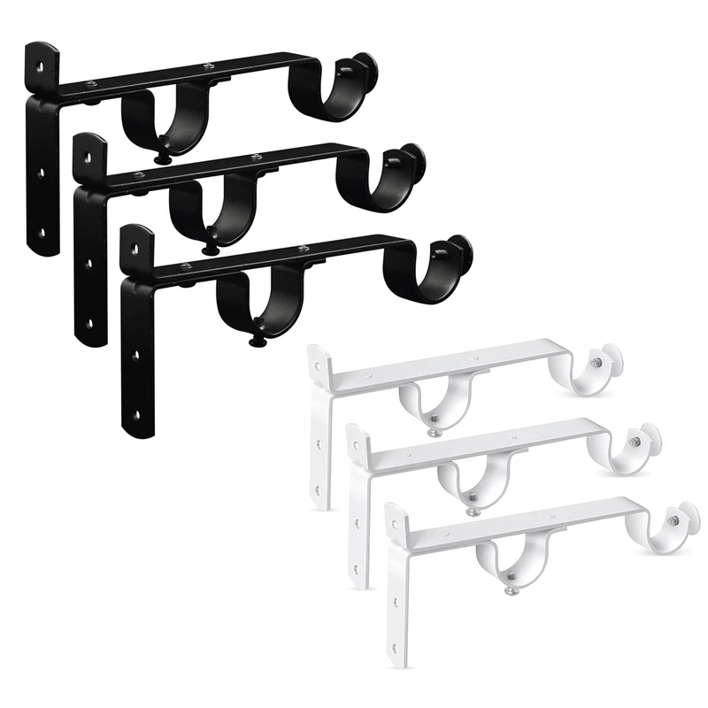 

Hot HG-Curtain Rod Bracket, Double Curtain Rod Holders Curtain Rod Hardware Brackets Curtain Rod Hanger Hooks 3 Pack