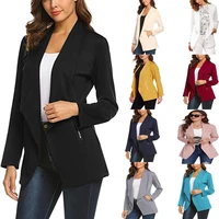 small suit jacket autumn and winter casual temperament solid color womens suits long collar womens suits