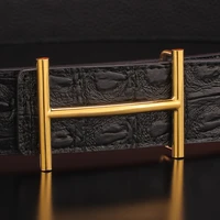high quality gold slide buckle 3 8cm wide belt mens copper buckle fashion black leather belt ceinture homme