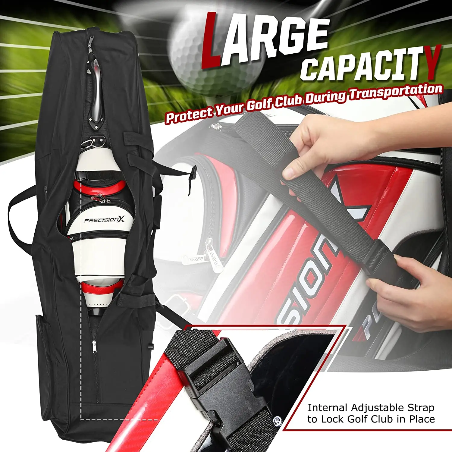 Soft Golf Travel Bags with Stabilizing Straps, Heavy Duty 900D Polyester Oxford Wear Resistant, Extra Storage Pocket, Upgraded R