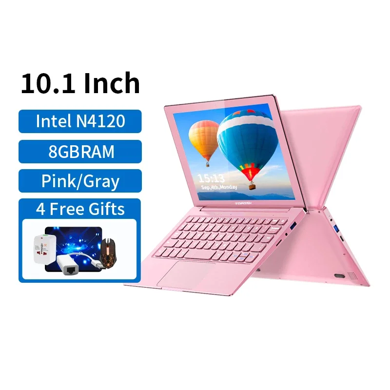 N4120 Metal Small Laptop 8G+ 128G/256G/512G/1TB SSD Pink Portable Netbook Computer Business Office Slim Girls Netbook Ultrabook