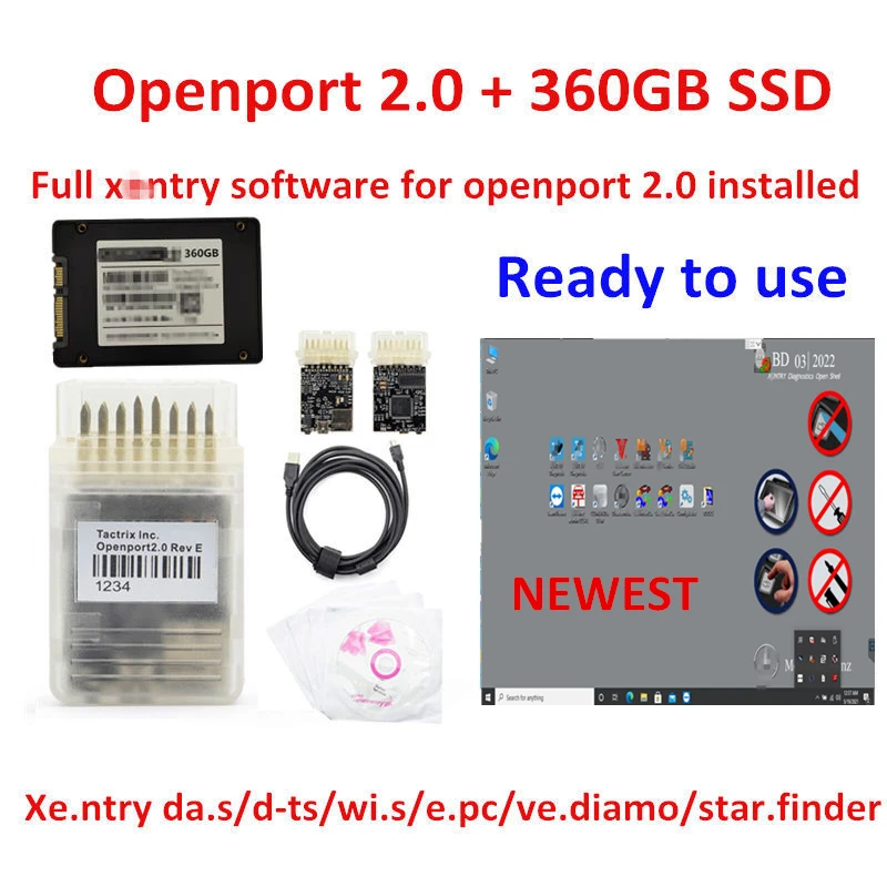 

Hot ! Diagnostic Software 2022/03 Xentry Full Softwares DT.S WI.S EP.C Install and Activate Well in 360gb SSD with Openport 2.0