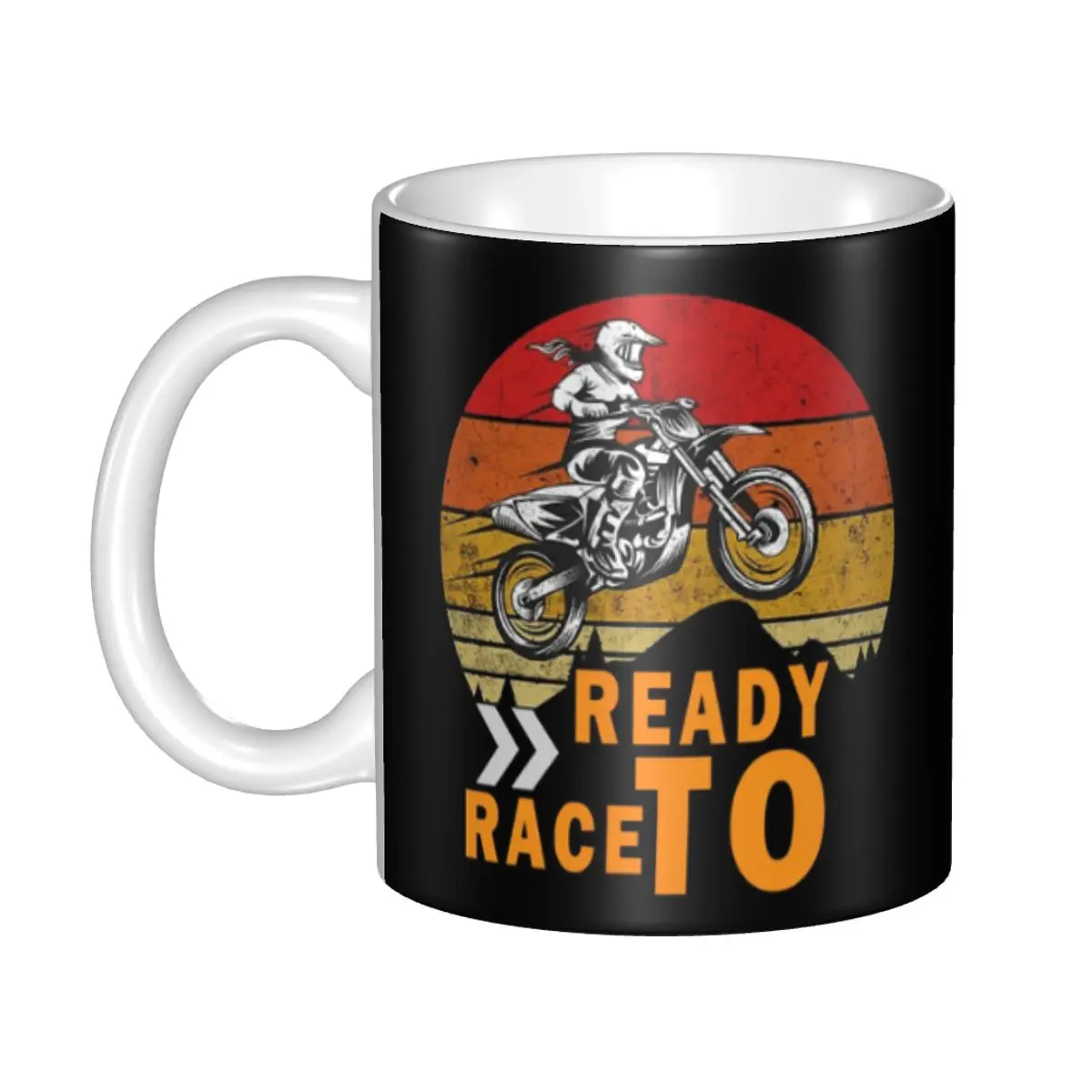 

Customized Ready To Race Coffee Mug DIY Enduro Cross Motocross Asphalt Bike Ceramic Milk Tea Cups