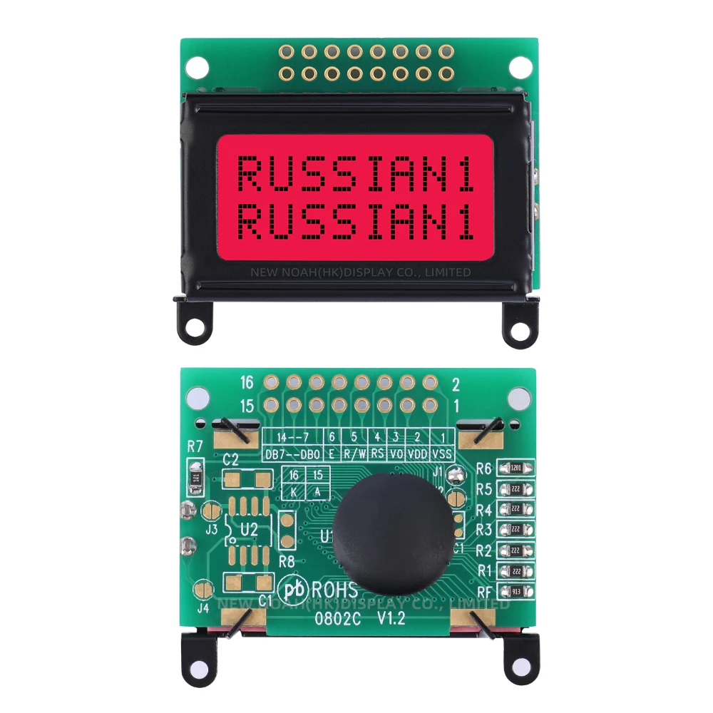 Русский красный свет черные буквы 0802C символьный ЖК-экран 2X8 ЖК-дисплей 3 В или 5