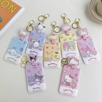 anime cartoon cute kuromi melody holle kitty bus student campus keyring id card lanyard phone rope holder lariat keychain