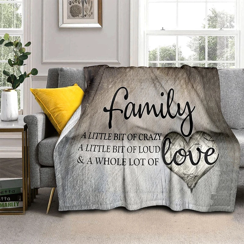 

Family text blanket love blanket Blanket Super Soft Fleece Game Throw Blankets for Bedroom Couch Sofa Gift For Family Queen Size