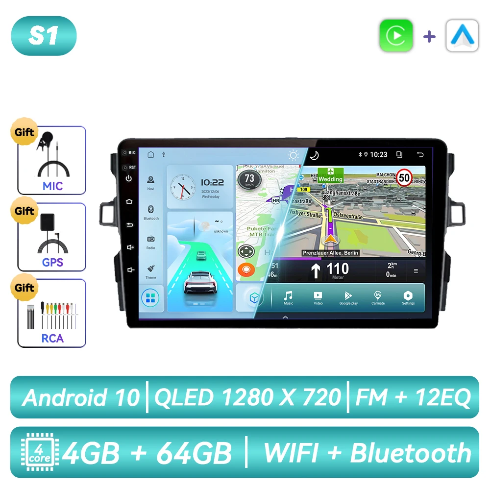 

Автомагнитола для Toyota Auris E150 2006 2007 2008 2009 2010 2011 2012 Android, мультимедийный проигрыватель с GPS-навигацией и сенсорным экраном для Carplay, автомагнитола