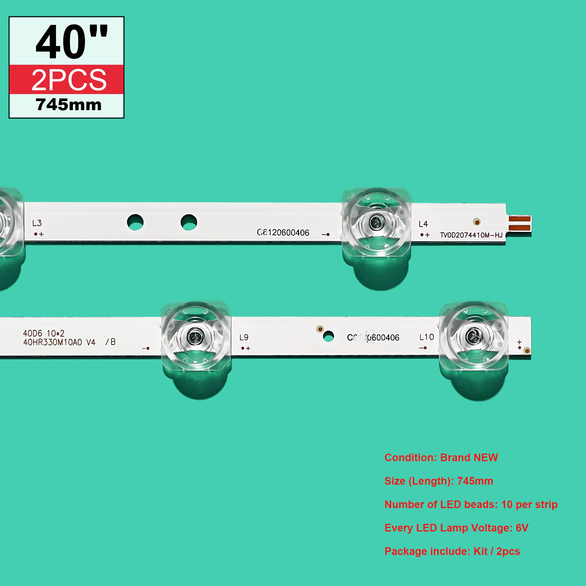 

NEW LED backlight Strip for LED40D3000 40S6500FS L40S6500 40S325 40F6F 40L2F 40D6 10X2 40HR330M10A0 V4 4C-LB4010-HR01J