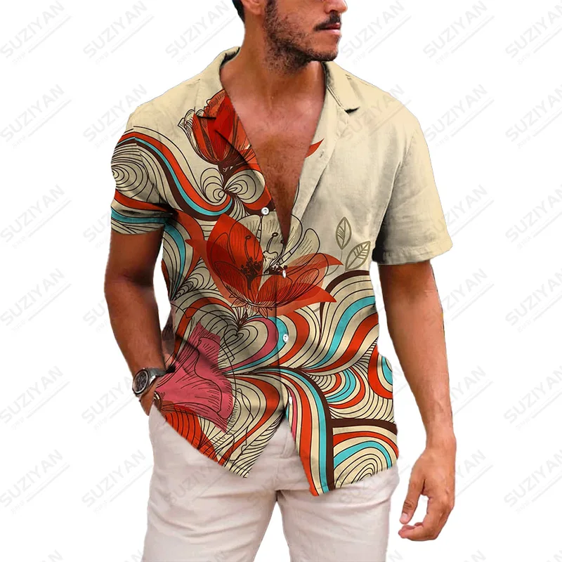 

Hawaiian Cheap Short-Sleeved Summer For Men Japanese Summer Business Turn-Down Gentlemanlike Clothes Plants Designer Solid