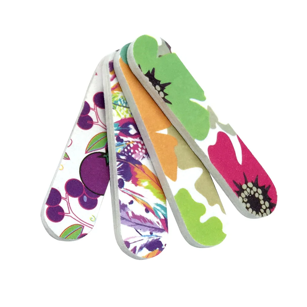 

100pcs Mini Nail Files Printing Double Sided Emery Board Nail Buffers Manicure Tools (Mixed Color)