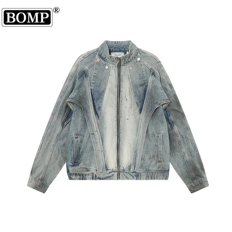 Мужская модная одежда [BOMP] осенняя Стильная джинсовая куртка в американском