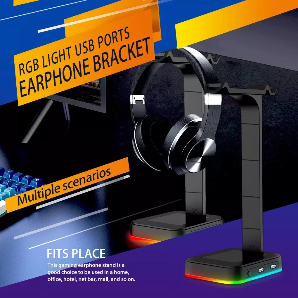 

Headphone Stand Over-ear Headset Desk Bracket Earphone Holder Display Shelf USB Support Gamer Gaming PC Accessories