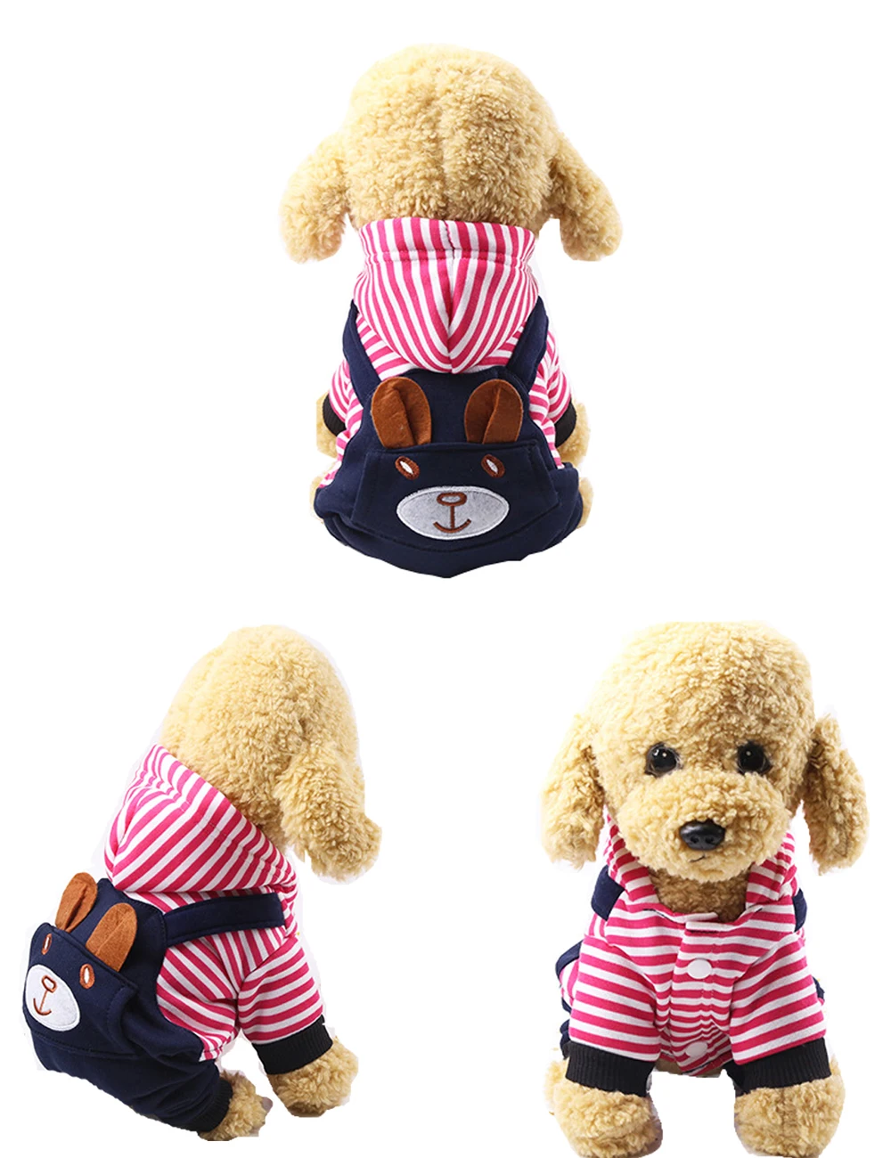 

Handsome Grily Jumpsuit Pet Dog Cat Jacket With Beer On The Back Fashion Pet Striped Dress With Hoodies Pet Clothing Supplies