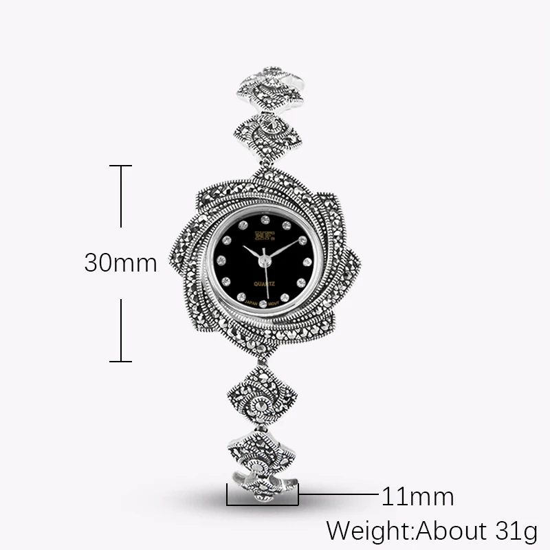 YYSUNNY Vintage Women's Wrist Watch S925 Sterling Silver Beautiful Simple Flowers Bracelet Ladies Jewelry for Birthday Gift enlarge