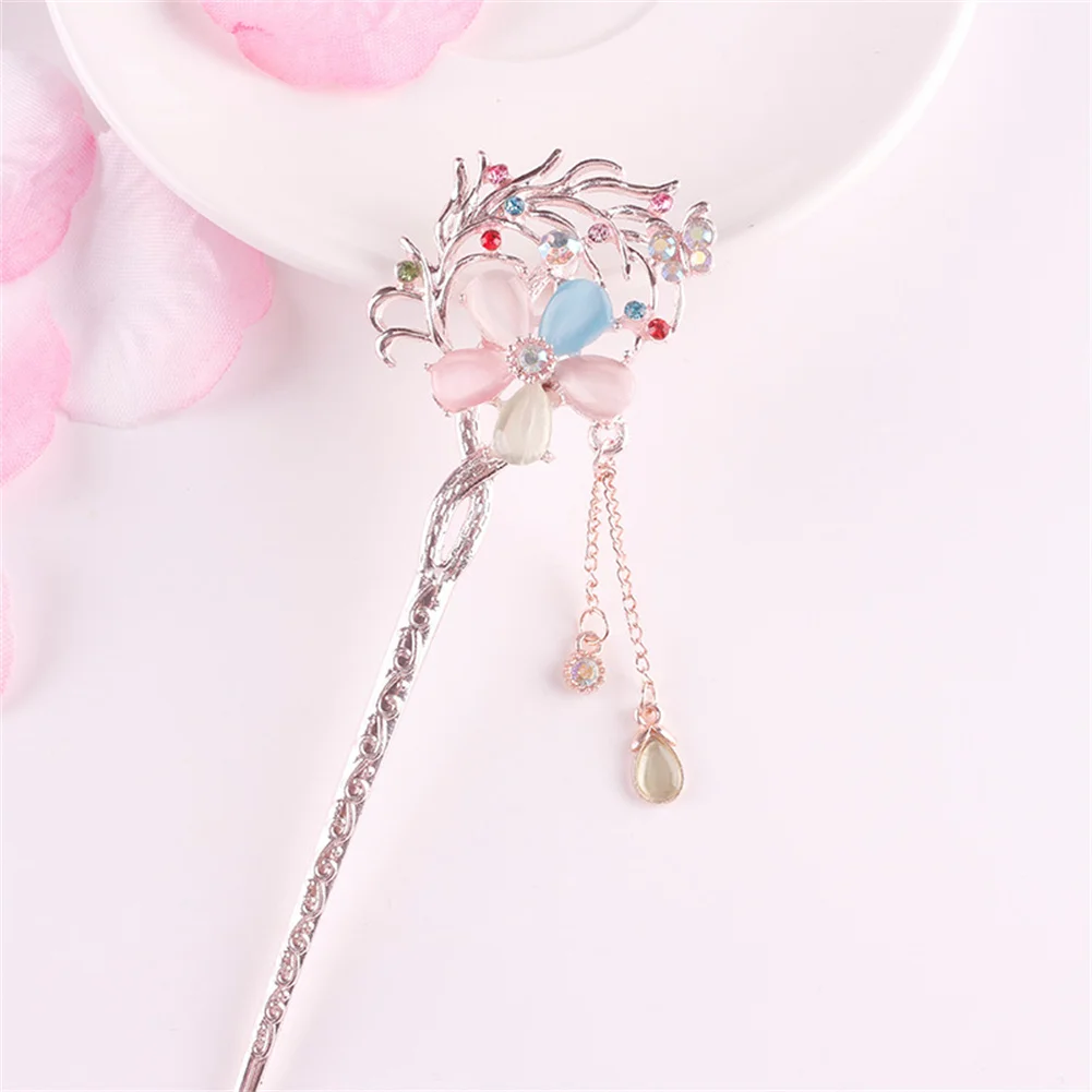 

Wholesale Cat Eye Stone Hair Pin Double Flower Hair Clip Classical Hairpin Barrette Hair Accessories National Wind Headweard