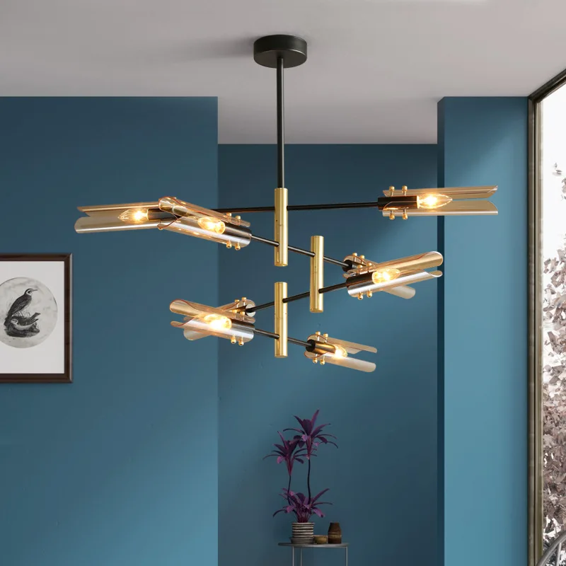 

Postmodern LED chandelier simple atmosphere home light luxury hall restaurant bedroom study lamp Nordic living room lamps