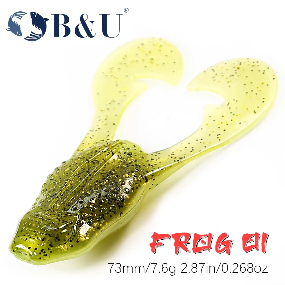 

B&U 73mm Frog Floating Soft Fishing Lure Baits Trout Bass Lure Silicone Swimbait Jigging Wobblers For Pike Artifical Rubber Bait