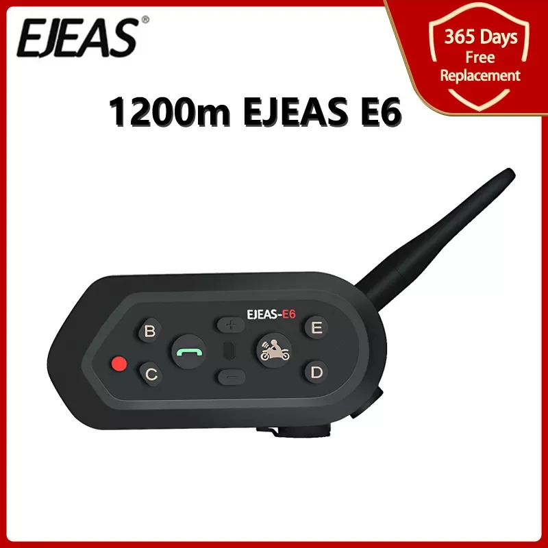 

EJEAS E6 1200m Motorcycle Communication System Vox Bluetooth Motorbike Intercom Moto Helmet Headset Motorradhelm Interphone